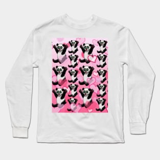 Pick me up panda pink hearts Long Sleeve T-Shirt